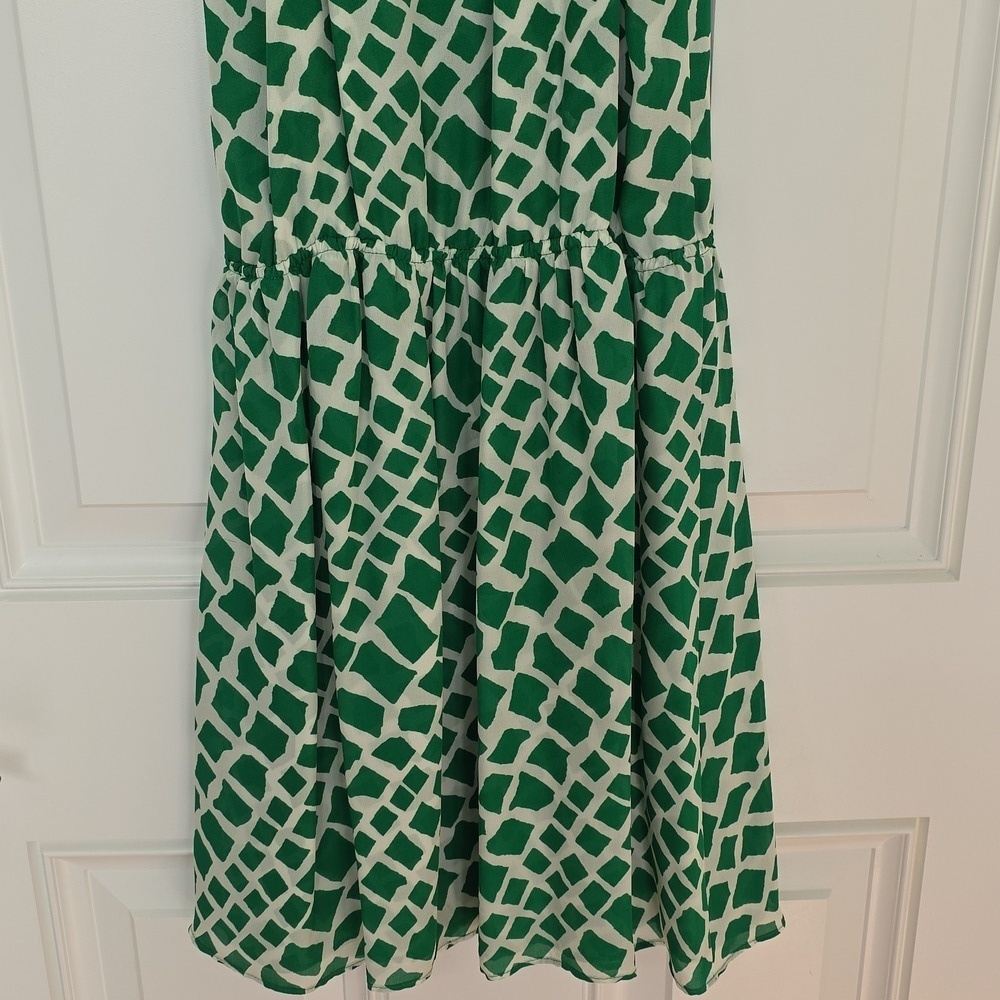 Parker Green & White Lined Silk Dress.  Size Extra Small - Picture 10 of 12